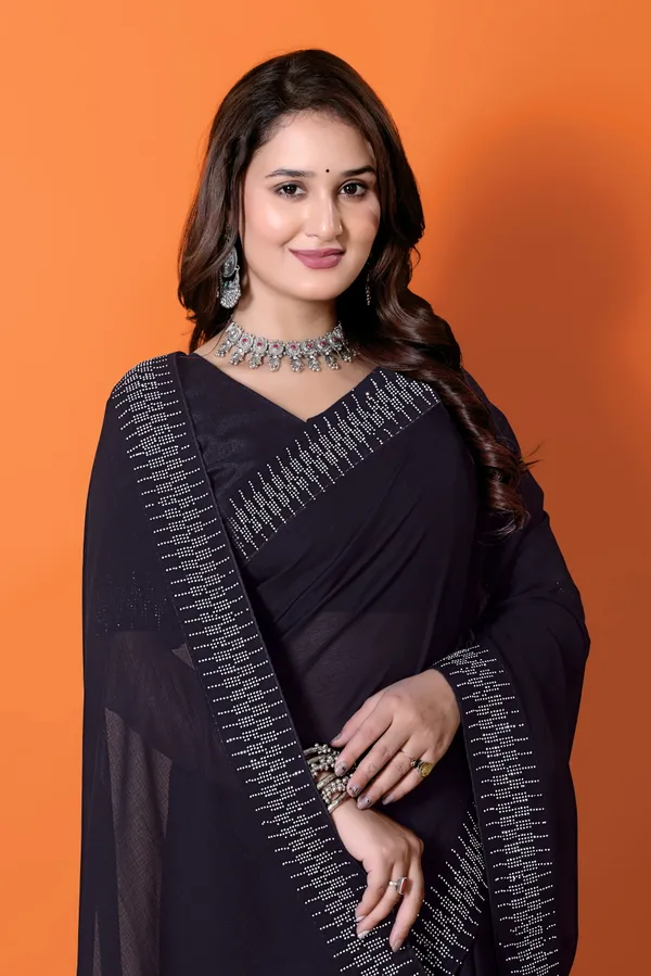 Black_Georgette_Premium_Embroidered_Saree_With_Matching_Blouse_For_Women