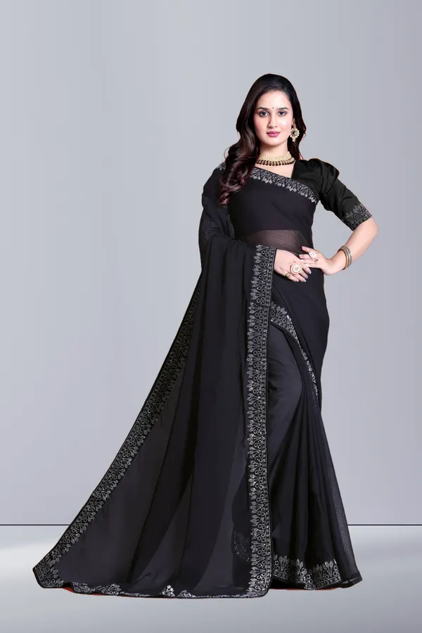 Black_Georgette_Premium_Embroidered_Saree_With_Matching_Blouse_For_Women