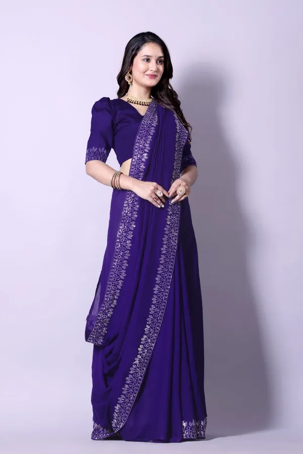 Purple_Georgette_Premium_Embroidered_Saree_With_Matching_Blouse_For_Women