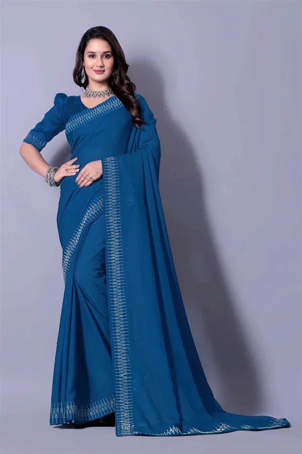 Blue_Georgette_Premium_Embroidered_Saree_With_Matching_Blouse_For_Women