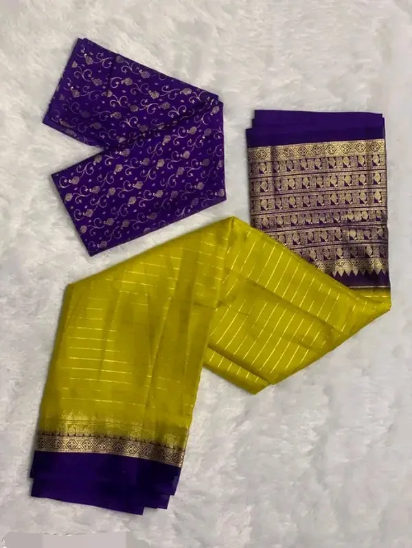 Purple_&_Yellow_Georgette_Premium_Embroidered_Saree_With_Matching_Blouse_For_Women