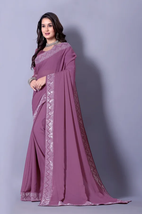 Purple_Georgette_Premium_Embroidered_Saree_With_Matching_Blouse_For_Women