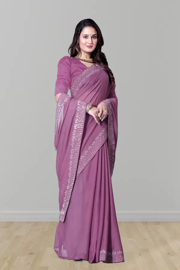 Purple_Georgette_Premium_Embroidered_Saree_With_Matching_Blouse_For_Women