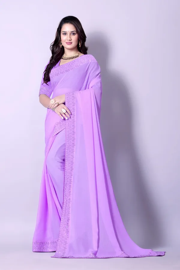 Purple_Georgette_Premium_Embroidered_Saree_With_Matching_Blouse_For_Women