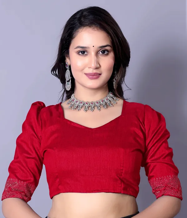 Red_Georgette_Premium_Embroidered_Saree_With_Matching_Blouse_For_Women