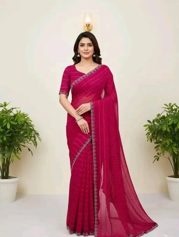 Pink_Georgette_Premium_Embroidered_Saree_With_Matching_Blouse_For_Women