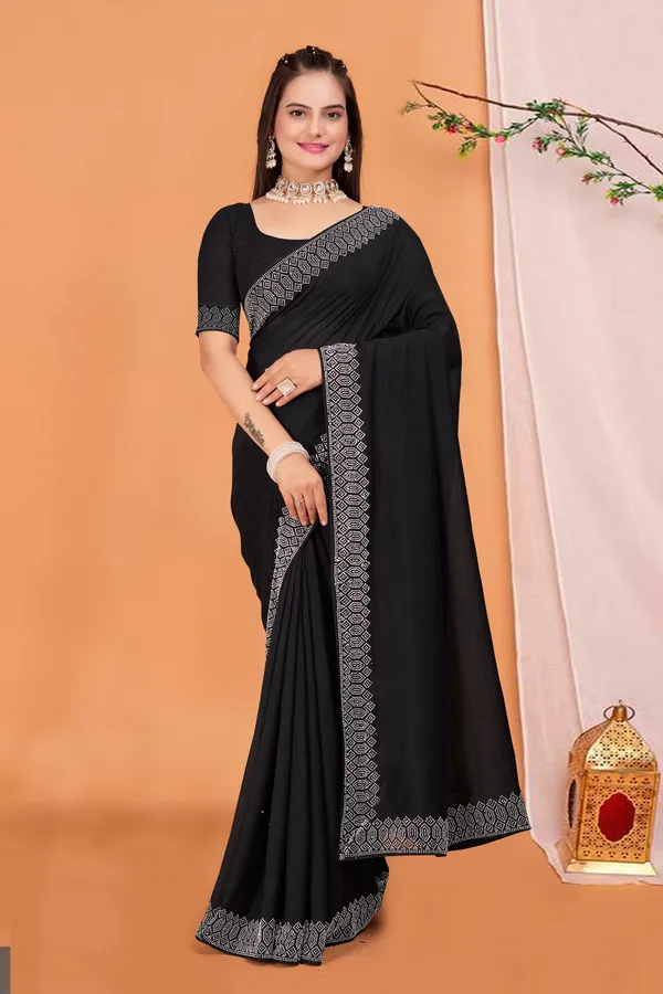 Black_Georgette_Premium_Embroidered_Saree_With_Matching_Blouse_For_Women