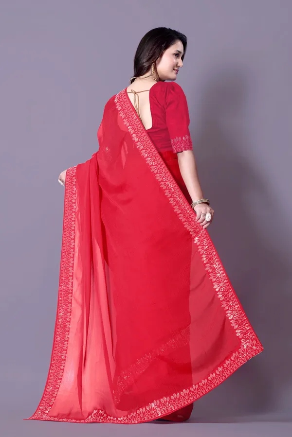 Red_Georgette_Premium_Embroidered_Saree_With_Matching_Blouse_For_Women