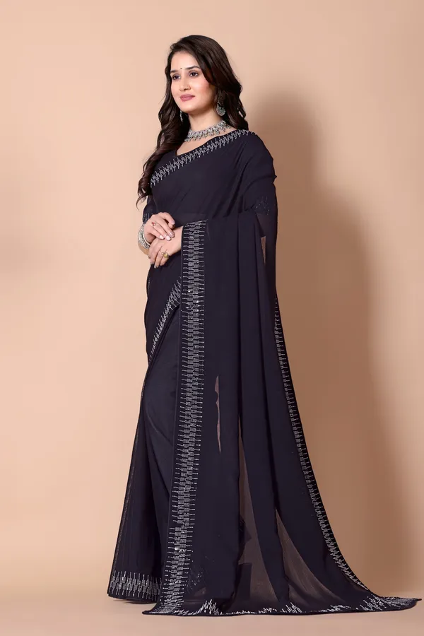 Black_Georgette_Premium_Embroidered_Saree_With_Matching_Blouse_For_Women