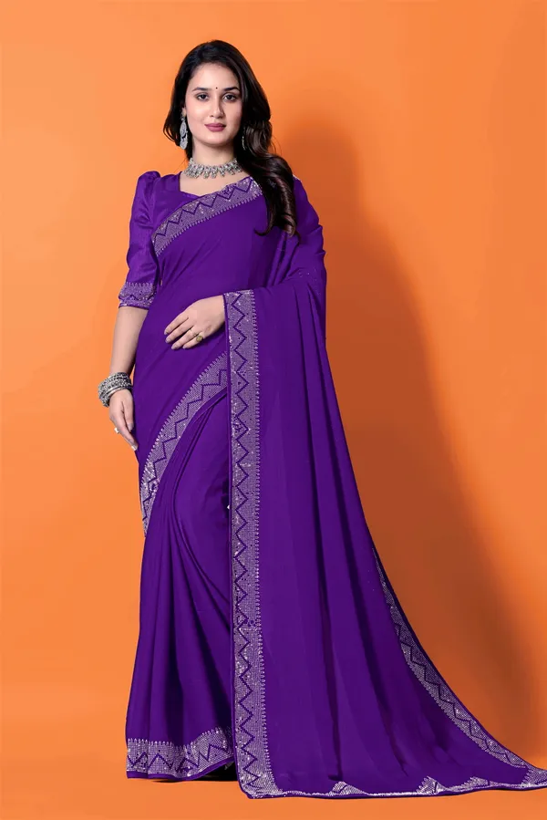 Purple_Georgette_Premium_Embroidered_Saree_With_Matching_Blouse_For_Women