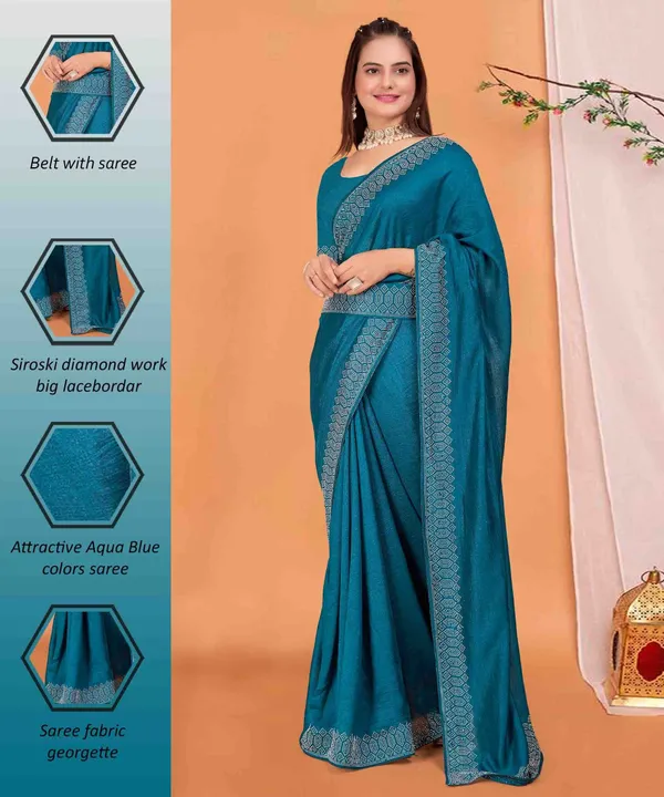 Aqua_Blue_Georgette_Premium_Embroidered_Saree_With_Matching_Blouse_For_Women