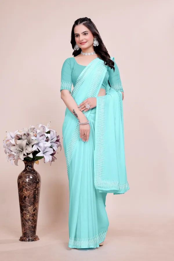 Blue_Georgette_Premium_Embroidered_Saree_With_Matching_Blouse_For_Women