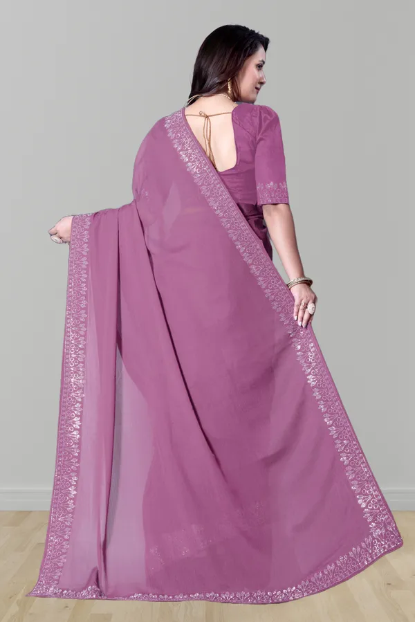 Purple_Georgette_Premium_Embroidered_Saree_With_Matching_Blouse_For_Women