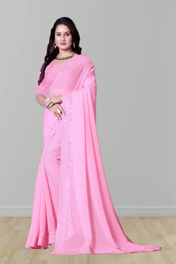 Pink_Georgette_Premium_Embroidered_Saree_With_Matching_Blouse_For_Women