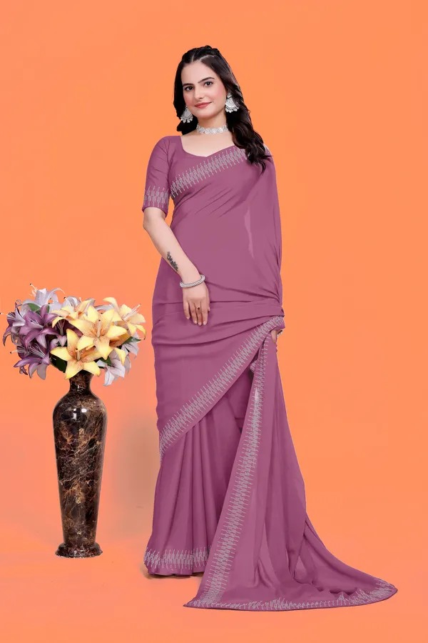 Purple_Georgette_Premium_Embroidered_Saree_With_Matching_Blouse_For_Women