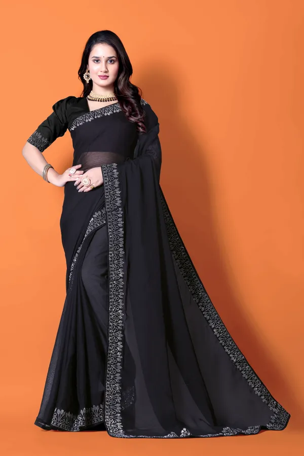 Black_Georgette_Premium_Embroidered_Saree_With_Matching_Blouse_For_Women