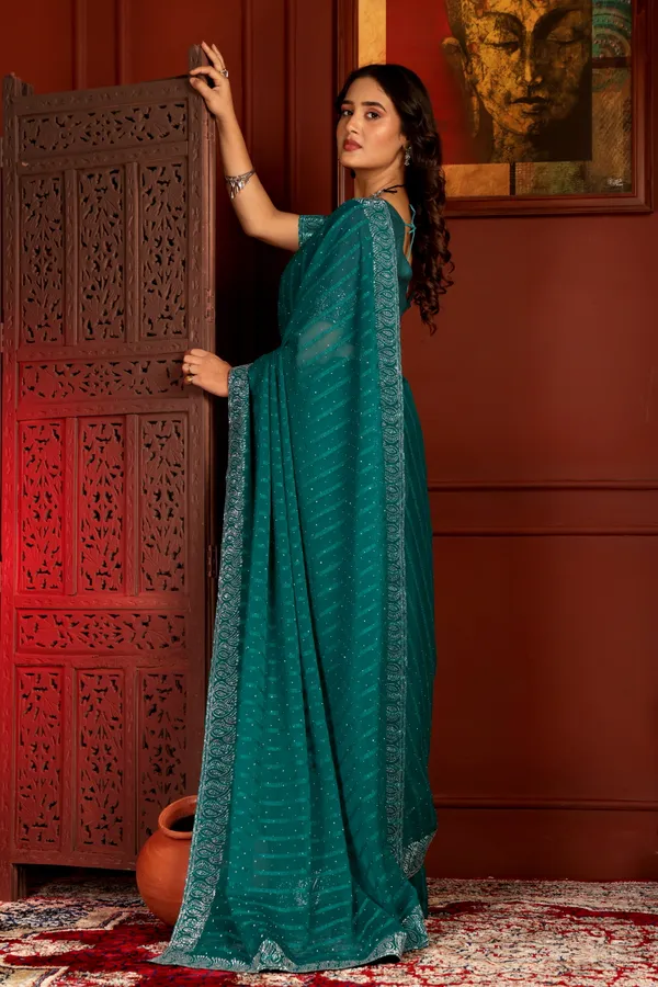 Green_Georgette_Premium_Embroidered_Saree_With_Matching_Blouse_For_Women