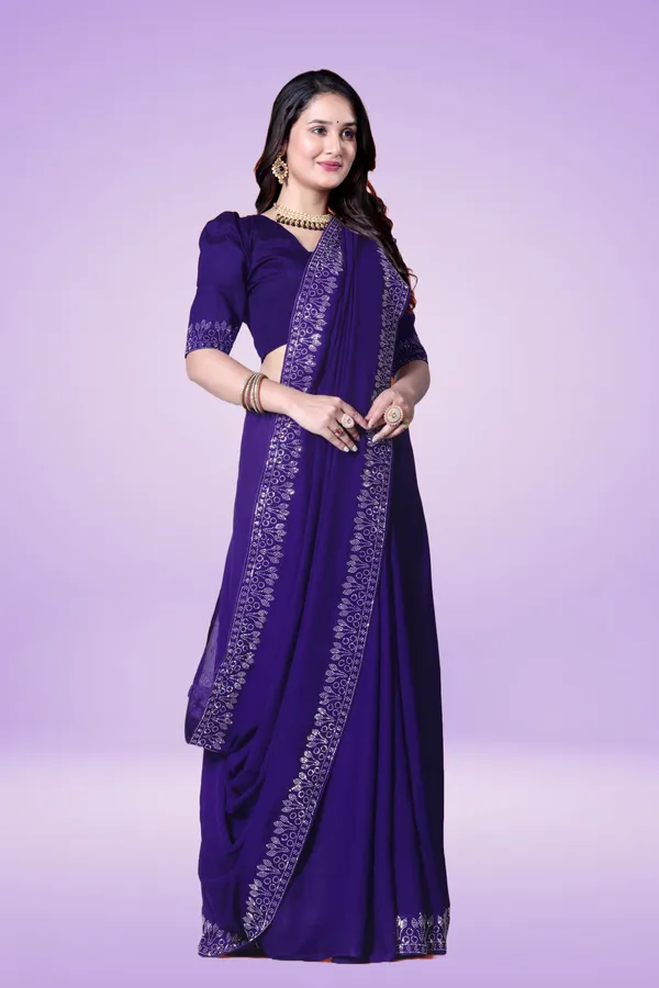 Blue_Georgette_Premium_Embroidered_Saree_With_Matching_Blouse_For_Women