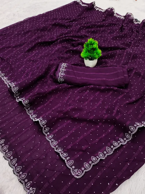 Purple_Georgette_Premium_Embroidered_Saree_With_Matching_Blouse_For_Women