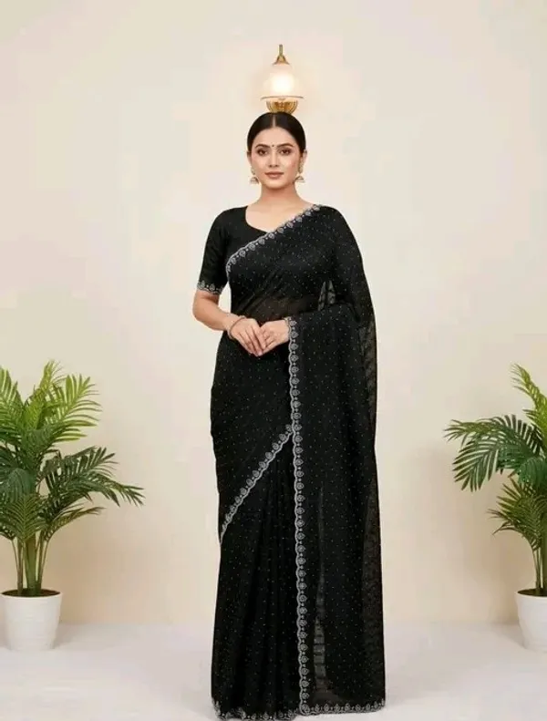 Black_Georgette_Premium_Embroidered_Saree_With_Matching_Blouse_For_Women