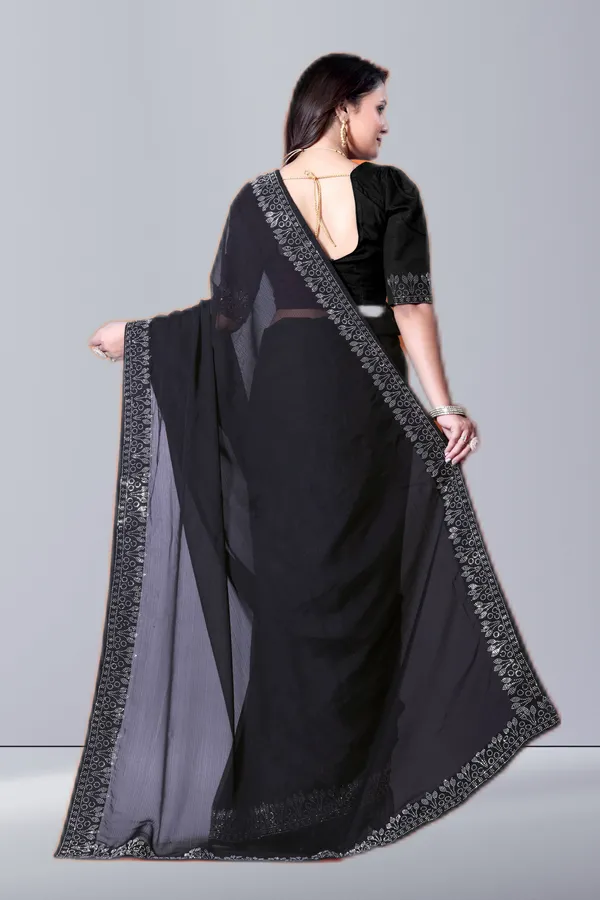 Black_Georgette_Premium_Embroidered_Saree_With_Matching_Blouse_For_Women