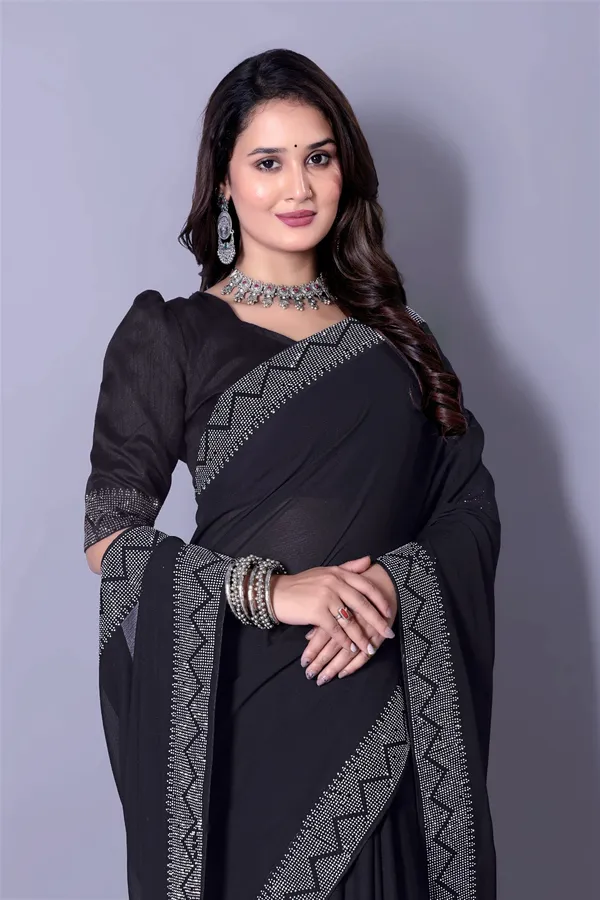 Black_Georgette_Premium_Embroidered_Saree_With_Matching_Blouse_For_Women