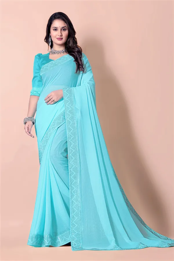 Sky_Blue_Georgette_Premium_Embroidered_Saree_With_Matching_Blouse_For_Women