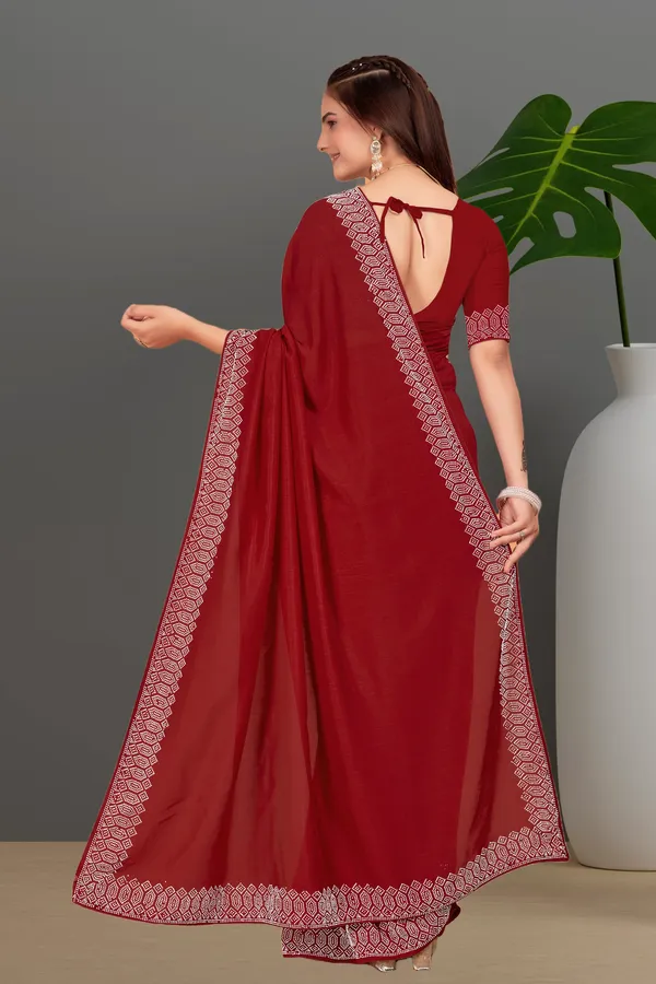Maroon_Georgette_Premium_Embroidered_Saree_With_Matching_Blouse_For_Women