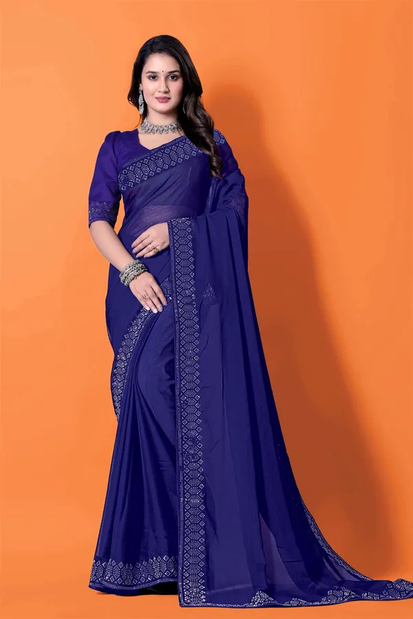 Royal_Blue_Georgette_Premium_Embroidered_Saree_With_Matching_Blouse_For_Women