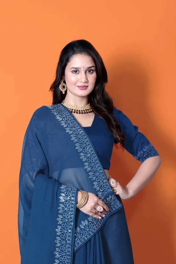 Navy_Blue_Georgette_Premium_Embroidered_Saree_With_Matching_Blouse_For_Women