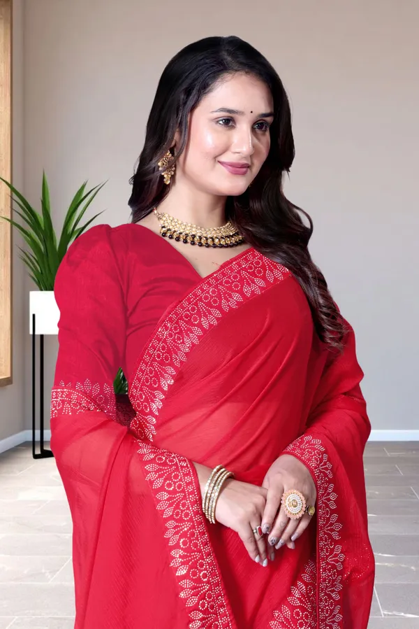 Red_Georgette_Premium_Embroidered_Saree_With_Matching_Blouse_For_Women