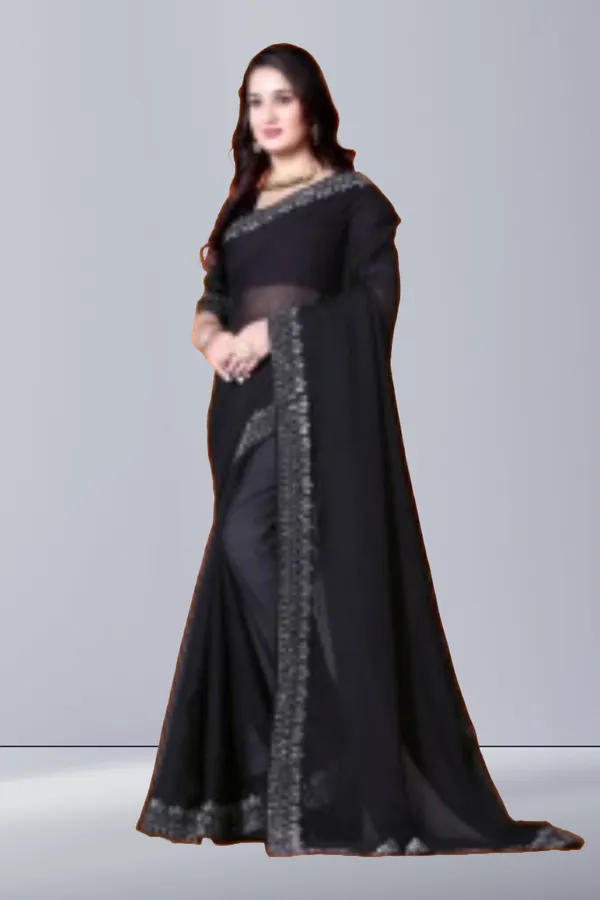 Black_Georgette_Premium_Embroidered_Saree_With_Matching_Blouse_For_Women