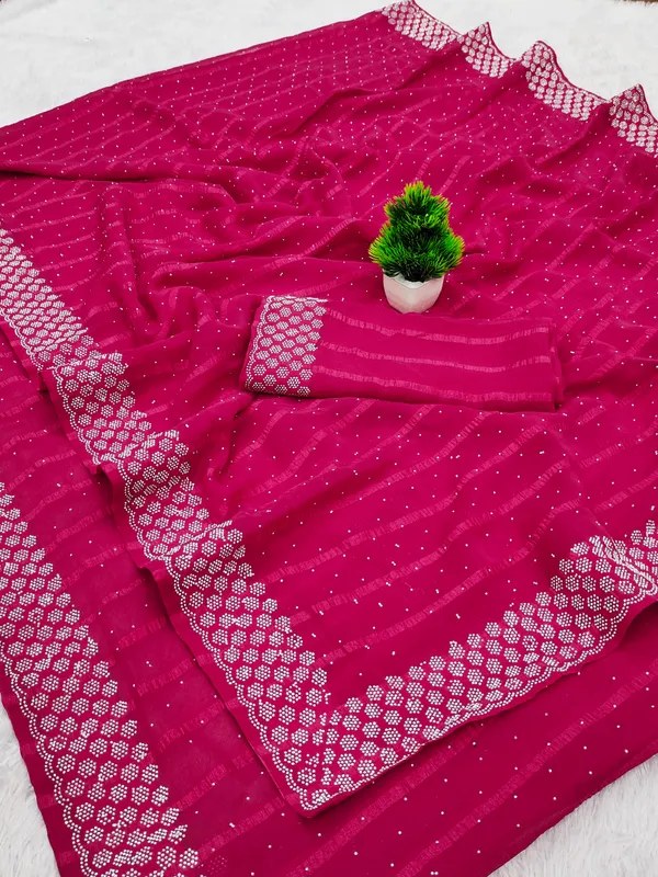 Pink_Georgette_Premium_Embroidered_Saree_With_Matching_Blouse_For_Women