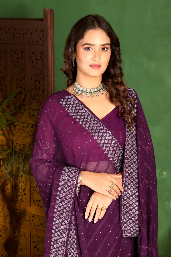 Purple_Georgette_Premium_Embroidered_Saree_With_Matching_Blouse_For_Women