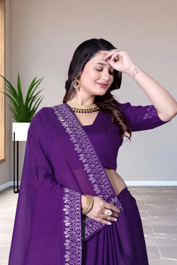 Purple_Georgette_Premium_Embroidered_Saree_With_Matching_Blouse_For_Women