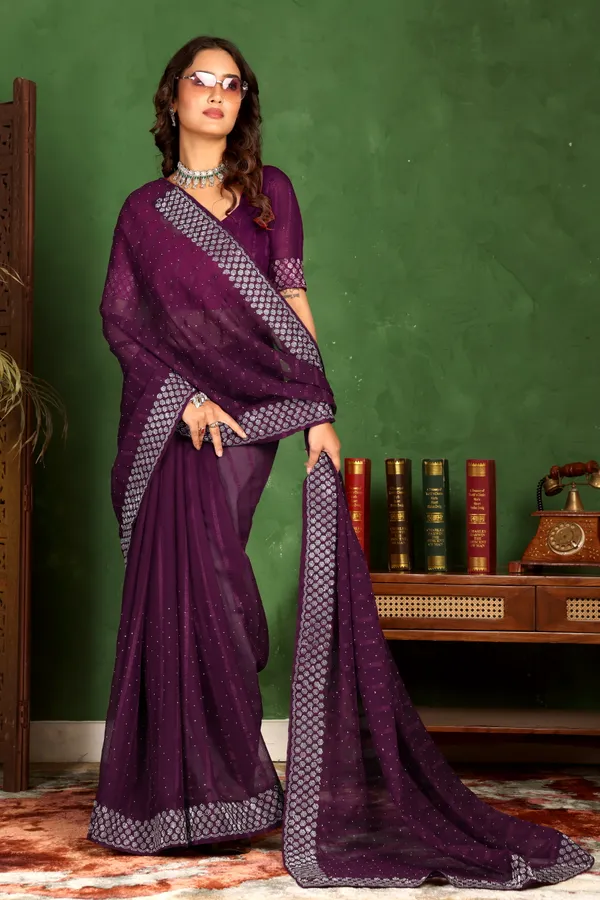 Purple_Georgette_Premium_Embroidered_Saree_With_Matching_Blouse_For_Women