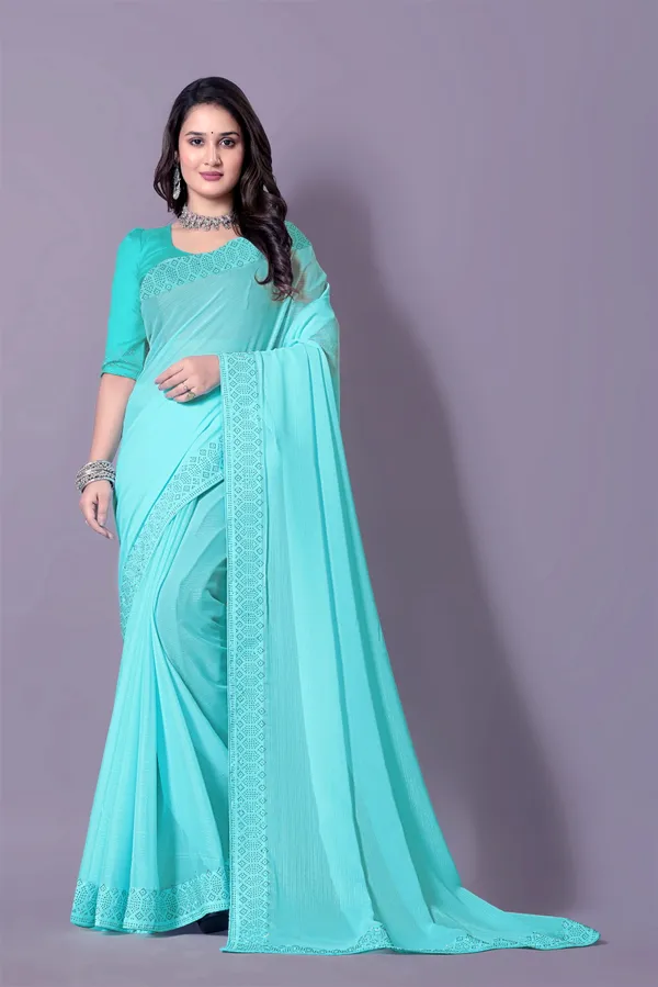 Turquoise_Georgette_Premium_Embroidered_Saree_With_Matching_Blouse_For_Women