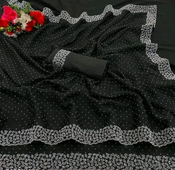 Black_Georgette_Premium_Embroidered_Saree_With_Matching_Blouse_For_Women