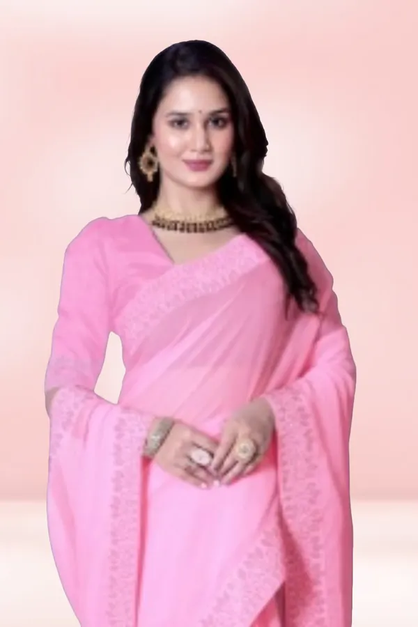 Pink_Georgette_Premium_Embroidered_Saree_With_Matching_Blouse_For_Women