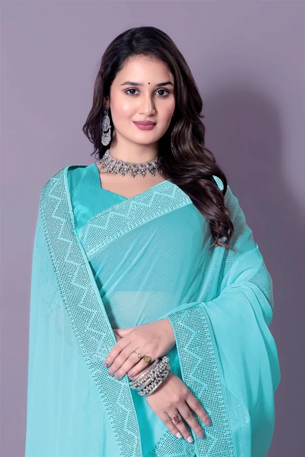 Turquoise_Blue_Georgette_Premium_Embroidered_Saree_With_Matching_Blouse_For_Women