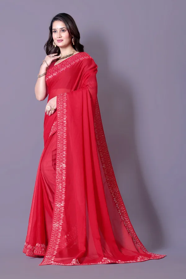 Red_Georgette_Premium_Embroidered_Saree_With_Matching_Blouse_For_Women