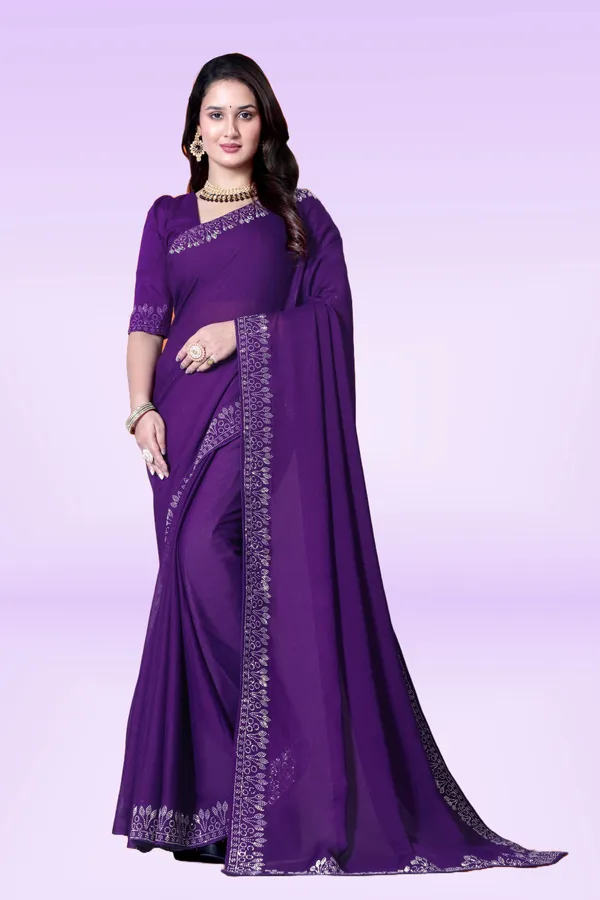 Purple_Georgette_Premium_Embroidered_Saree_With_Matching_Blouse_For_Women