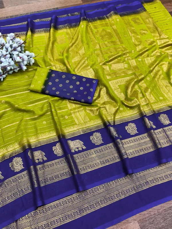 Yellow_Georgette_Premium_Embroidered_Saree_With_Matching_Blouse_For_Women