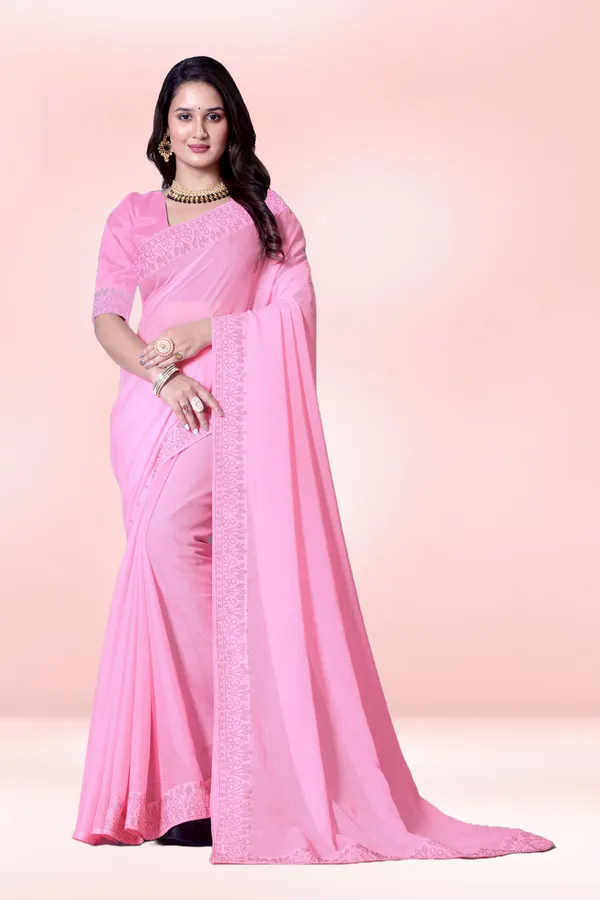 Pink_Georgette_Premium_Embroidered_Saree_With_Matching_Blouse_For_Women