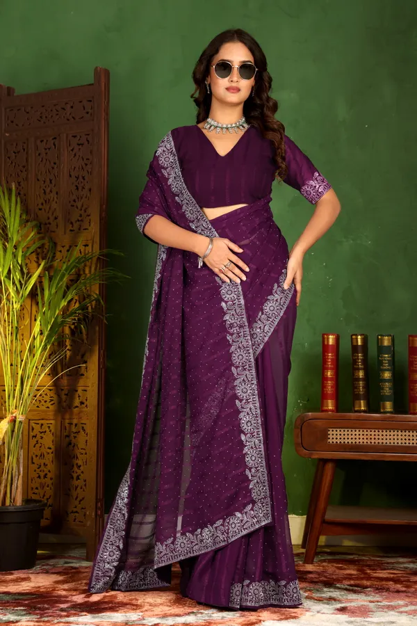 Purple_Georgette_Premium_Embroidered_Saree_With_Matching_Blouse_For_Women