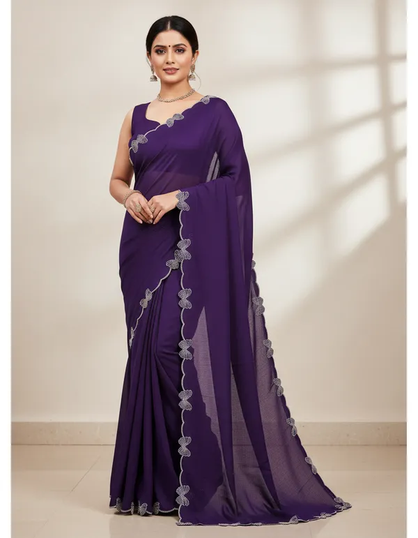 Purple_Georgette_Premium_Embroidered_Saree_With_Matching_Blouse_For_Women