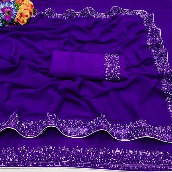 Royal_Blue_Georgette_Premium_Embroidered_Saree_With_Matching_Blouse_For_Women