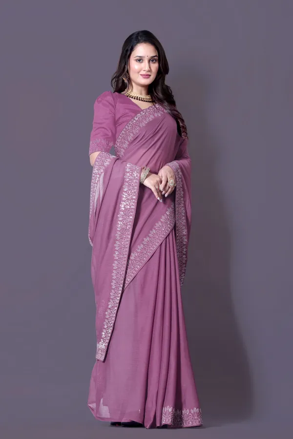 Purple_Georgette_Premium_Embroidered_Saree_With_Matching_Blouse_For_Women