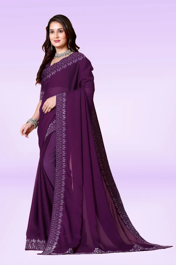 Purple_Georgette_Premium_Embroidered_Saree_With_Matching_Blouse_For_Women