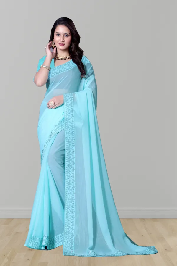 Sky_Blue_Georgette_Premium_Embroidered_Saree_With_Matching_Blouse_For_Women